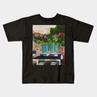 Blue House With Shutters Kids T-Shirt